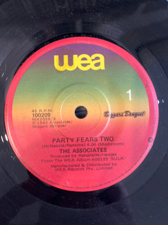 The Associates : Party Fears Two (7", Single)