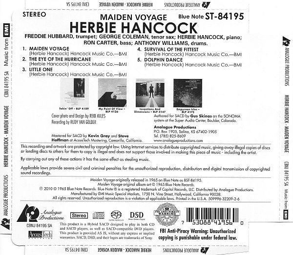 Herbie Hancock : Maiden Voyage (SACD, Hybrid, Album, RE)