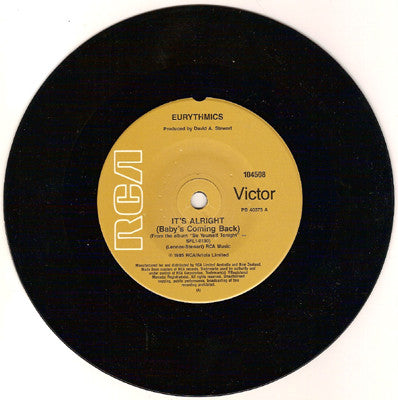 Eurythmics : It's Alright (Baby's Coming Back) (7")