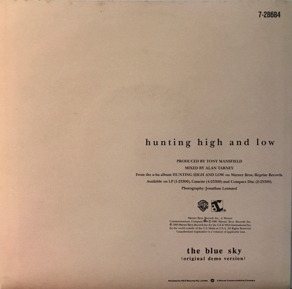 a-ha : Hunting High And Low (7")