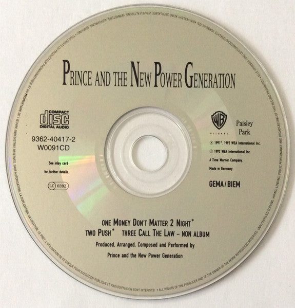Prince And The New Power Generation : Money Don't Matter 2 Night (CD, Single)