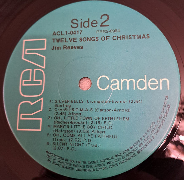 Jim Reeves : Twelve Songs Of Christmas (LP, Album, RE)