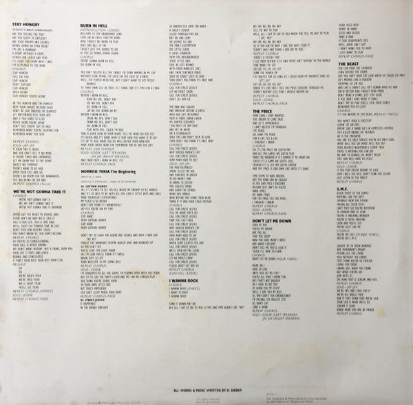 Twisted Sister : Stay Hungry (LP, Album)