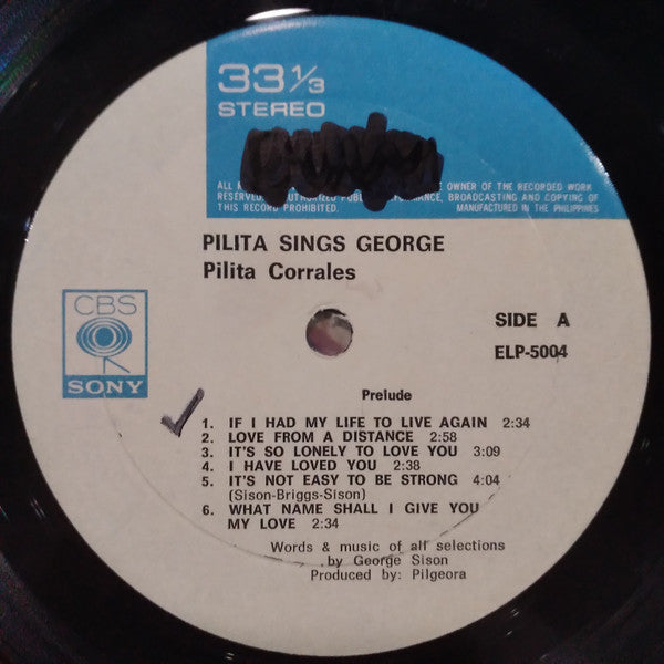 Pilita Corrales* : Pilita Sings George (LP, Album)