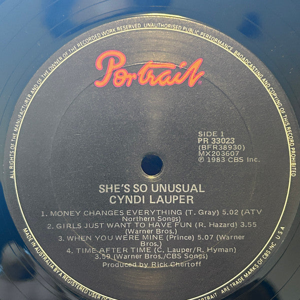 Cyndi Lauper : She's So Unusual (LP, Album, RE)
