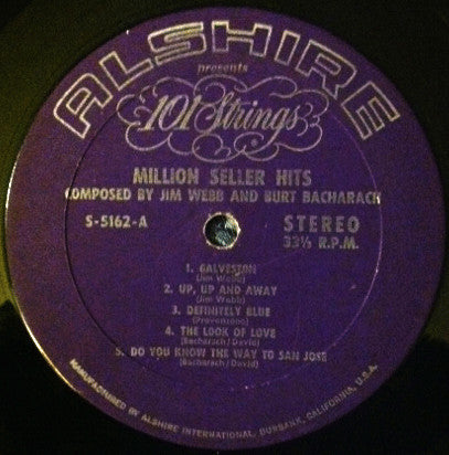 101 Strings : Play Million Seller Hits Composed By Jim Webb And Burt Bacharach (LP, Comp)