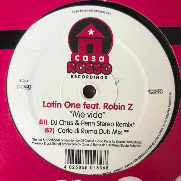 Latin One Feat. Robin Z : Me Vida (12")