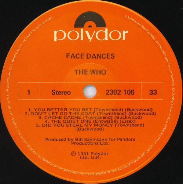 The Who : Face Dances (LP, Album, New)