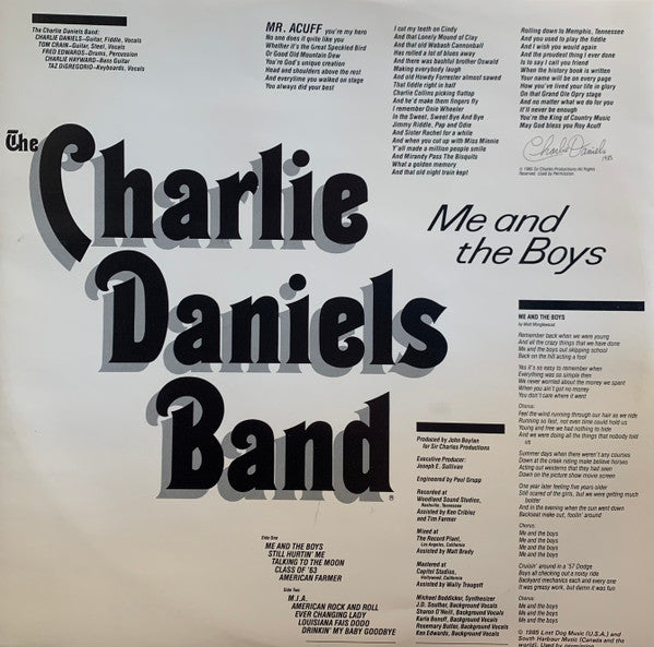The Charlie Daniels Band : Me And The Boys (LP, Album)