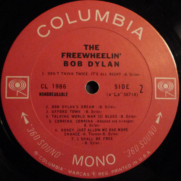 Bob Dylan : The Freewheelin' Bob Dylan (LP, Album, Mono, RE)