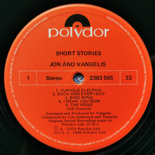 Jon & Vangelis : Short Stories (LP, Album)