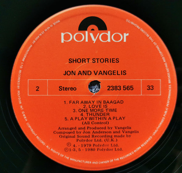 Jon & Vangelis : Short Stories (LP, Album)
