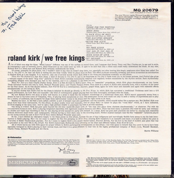 Roland Kirk : We Free Kings (LP, Album, RE)