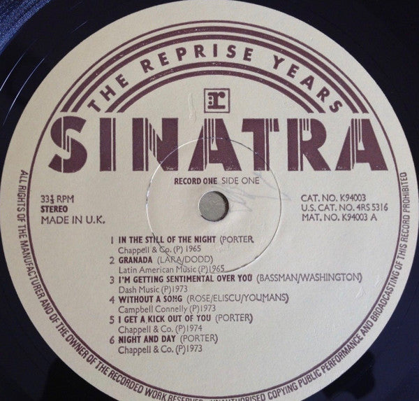 Frank Sinatra : Sinatra The Reprise Years (4xLP, Album, Comp + Box)