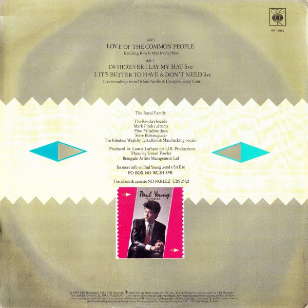 Paul Young : Love Of The Common People (Extended Club Mix) (12", Single)