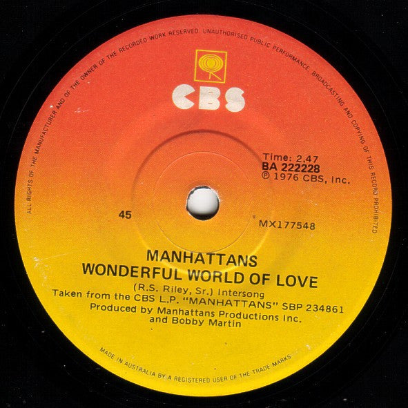 Manhattans : Kiss And Say Goodbye (7", Single)