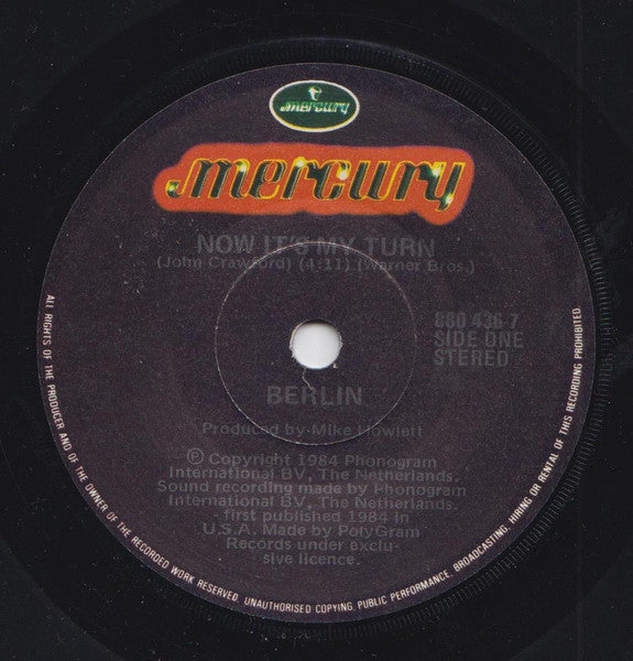 Berlin : Now It's My Turn / Masquerade (7")