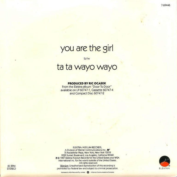 The Cars : You Are The Girl (7", Single)
