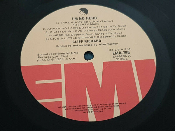 Cliff Richard : I'm No Hero (LP, Album)