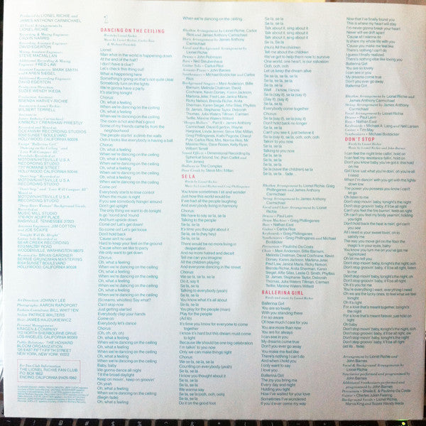 Lionel Richie : Dancing On The Ceiling (LP, Album, Gat)