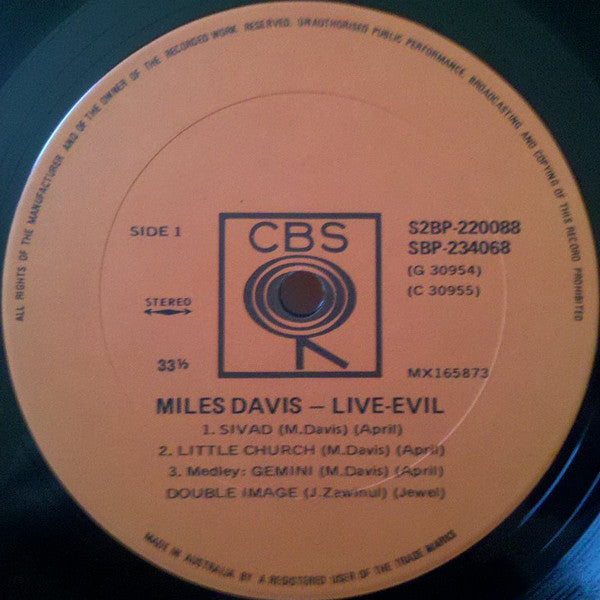 Miles Davis : Live-Evil (2xLP, Album, Gat)