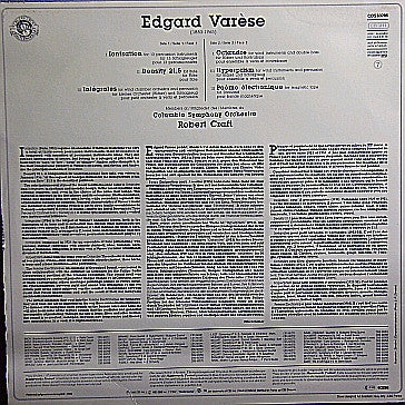 Varèse* - Members Of The Columbia Symphony Orchestra*, Robert Craft : Density 21,5 • Hyperprism • Intégrales • Ionisation • Octandre • Poème Electronique (LP, RE)