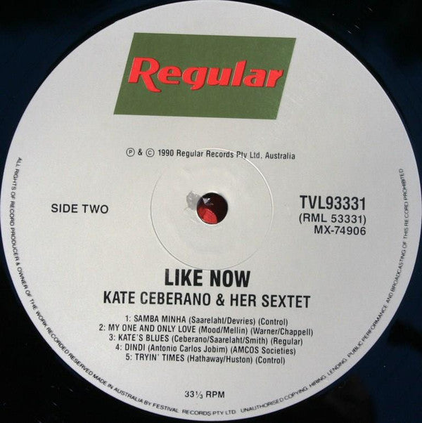 Kate Ceberano And Her Sextet : Like Now (LP, Album, Gat)