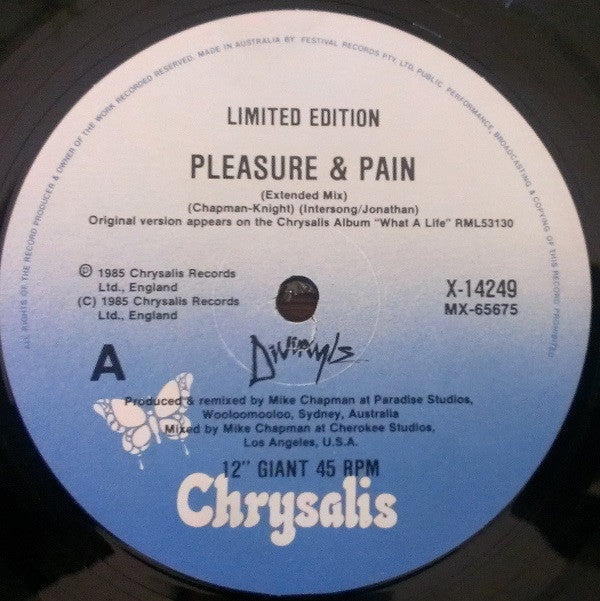 Divinyls : Pleasure & Pain (Extended Mix) (12", Single, Ltd)