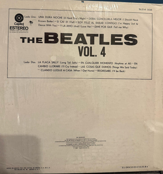 The Beatles : Vol.4 Versiones Originales De la Pelicula Yea! - Yea! - Yea! (LP, Album, RE)