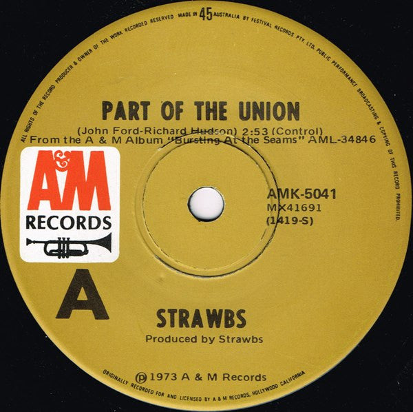 Strawbs : Part Of The Union / Tomorrow (7", Single, rei)