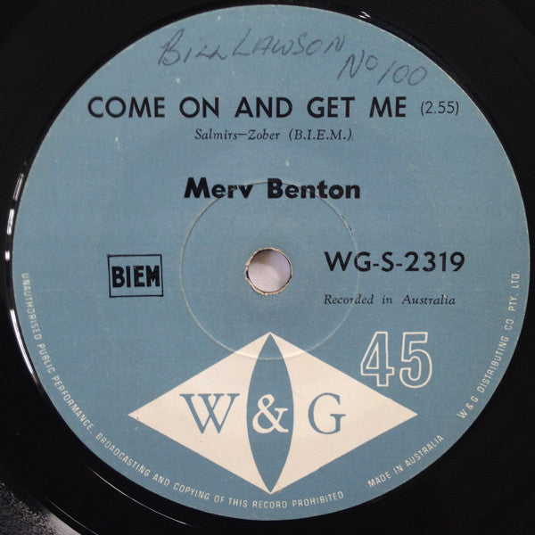 Merv Benton : (I Do The) Shimmy Shimmy (7", Single)