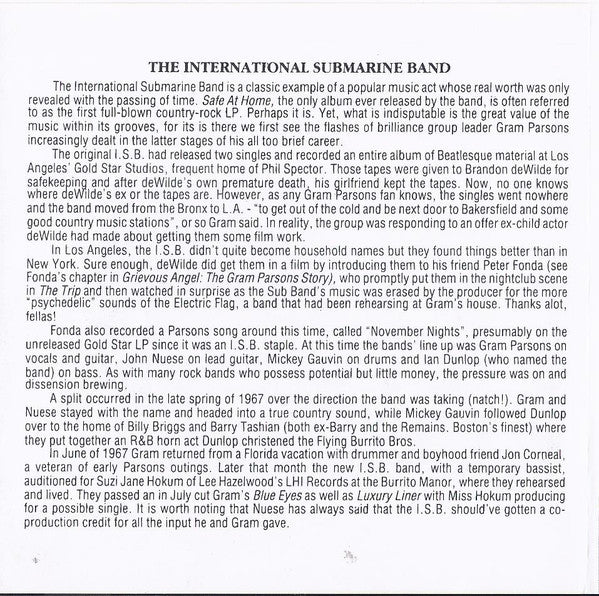 The International Submarine Band : Safe At Home (CD, Album, RE, RP)