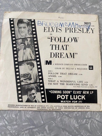 Elvis Presley : Follow That Dream (7", EP, Sol)
