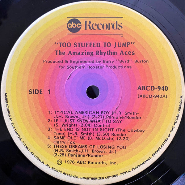 The Amazing Rhythm Aces : Too Stuffed To Jump (LP)