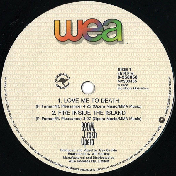 Boom Crash Opera : Love Me To Death (12", Single)