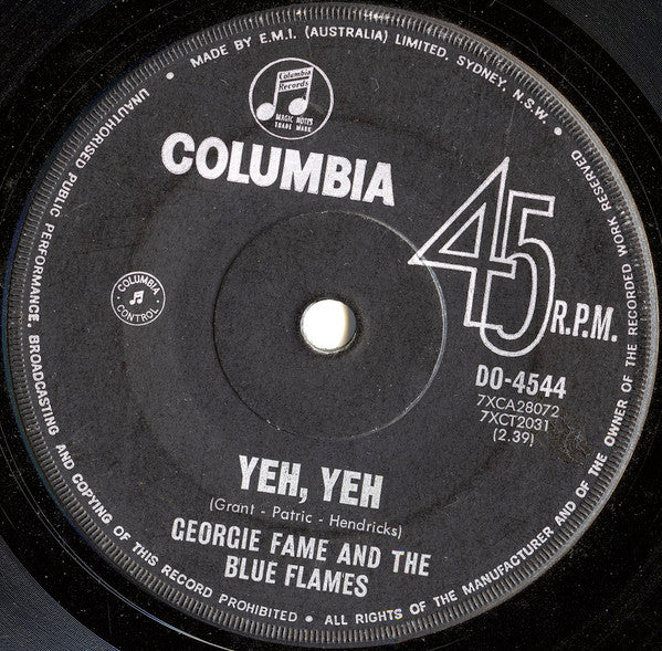 Georgie Fame & The Blue Flames : Yeh, Yeh (7")