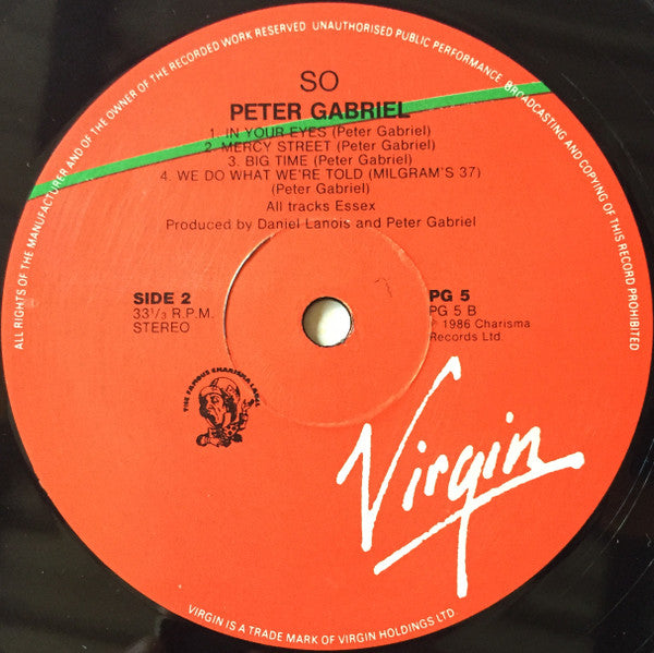 Peter Gabriel : So (LP, Album, Spa)