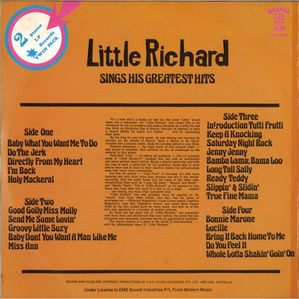 Little Richard : Sings His Greatest Hits - 24 Fantastic Alltime Hits (2xLP, Album, Comp)