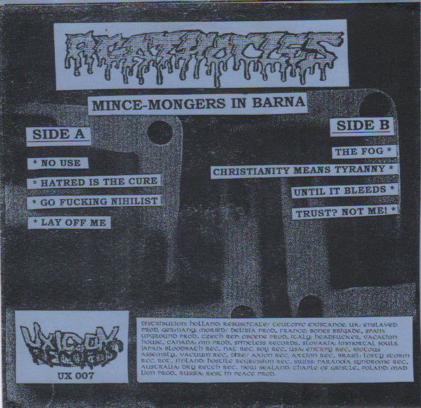 Agathocles : Mince-Mongers In Barna (7", EP, Blu)