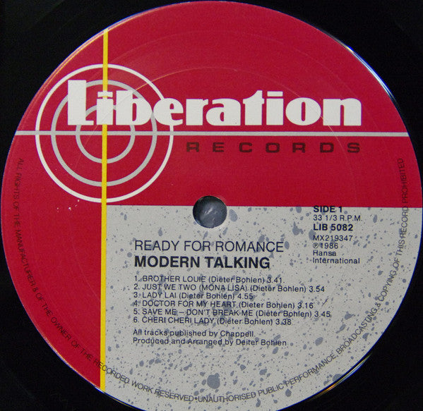 Modern Talking : Ready For Romance (LP, Album)