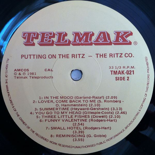 The Ritz Co. : Putting On The Ritz (LP, Album)