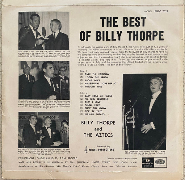 Billy Thorpe And The Aztecs : The Best Of Billy Thorpe (LP, Comp, Mono)