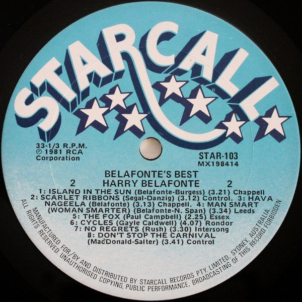 Harry Belafonte : Belafonte's Best (LP, Comp)