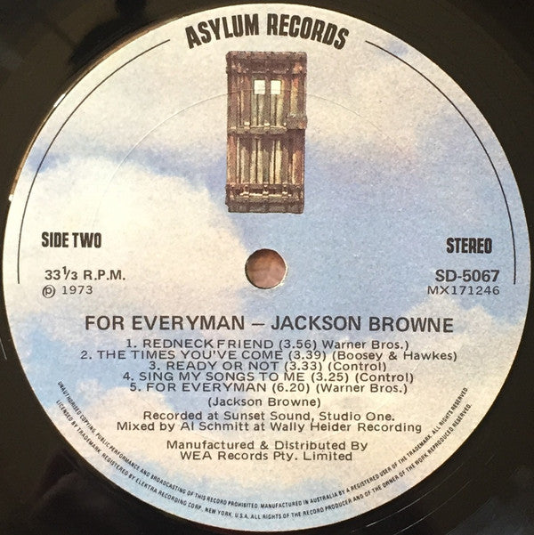 Jackson Browne : For Everyman (LP, Album)