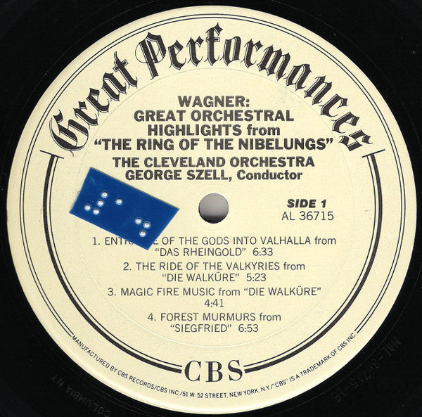 Richard Wagner - George Szell, The Cleveland Orchestra : Great Orchestral Music From "The Ring" (LP, RE)
