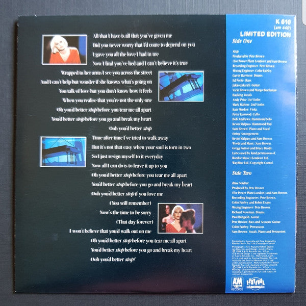 Sam Brown : Stop! (7", Single)