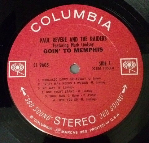 Paul Revere & The Raiders Featuring Mark Lindsay : Goin' To Memphis (LP, Album, Ter)