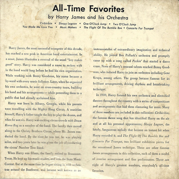 Harry James And His Orchestra : All Time Favorites (4x7", Album, Comp)