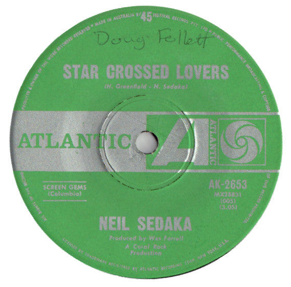 Neil Sedaka : Star Crossed Lovers (7", Single)