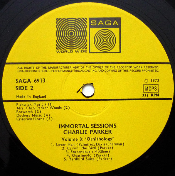 Charlie Parker : Volume 8 Ornithology (LP, Comp, RE, Yel)